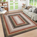 Large Living Room Area Rug 10x13 Braided Print Washable Rug - Durable