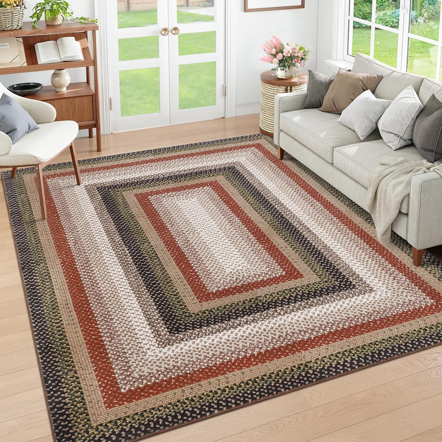 Large Living Room Area Rug 10x13 Non Slip Stain Resistant Carpet