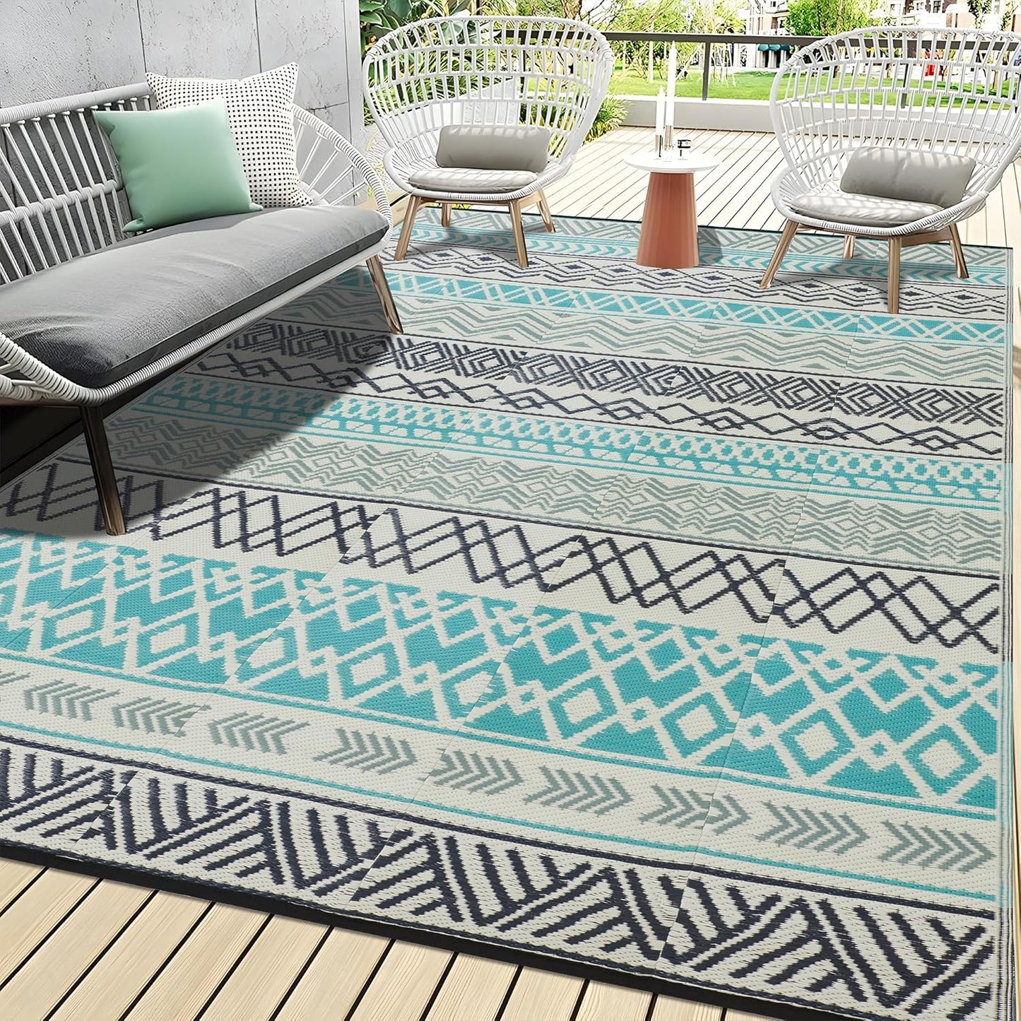Outdoor Rugs for Camping and Poolside - Reversible Waterproof Carpet