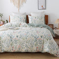 Duvet Cover Twin Size Floral Cotton Comforter Cover - Soft Natural