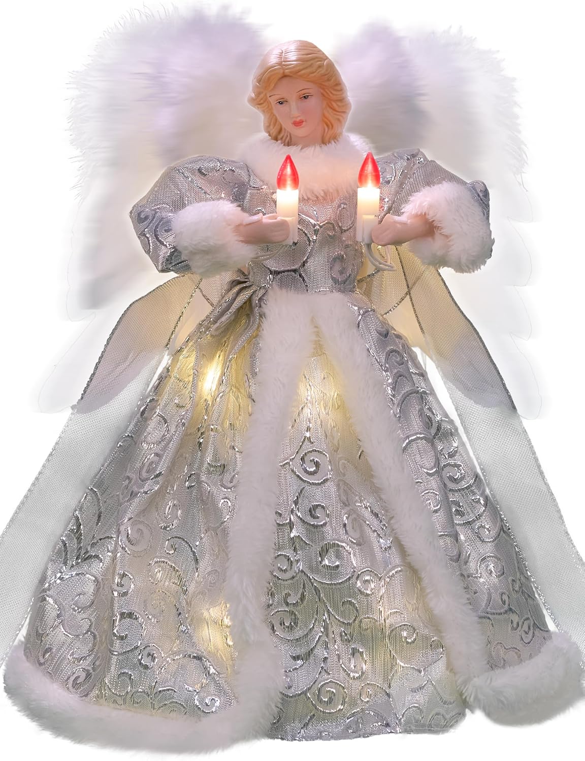 Moving Angel Tree Topper with Lights and Flapping Wings