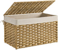 17.2 Gallon Woven Storage Basket with Lid - Natural, Foldable Bin
