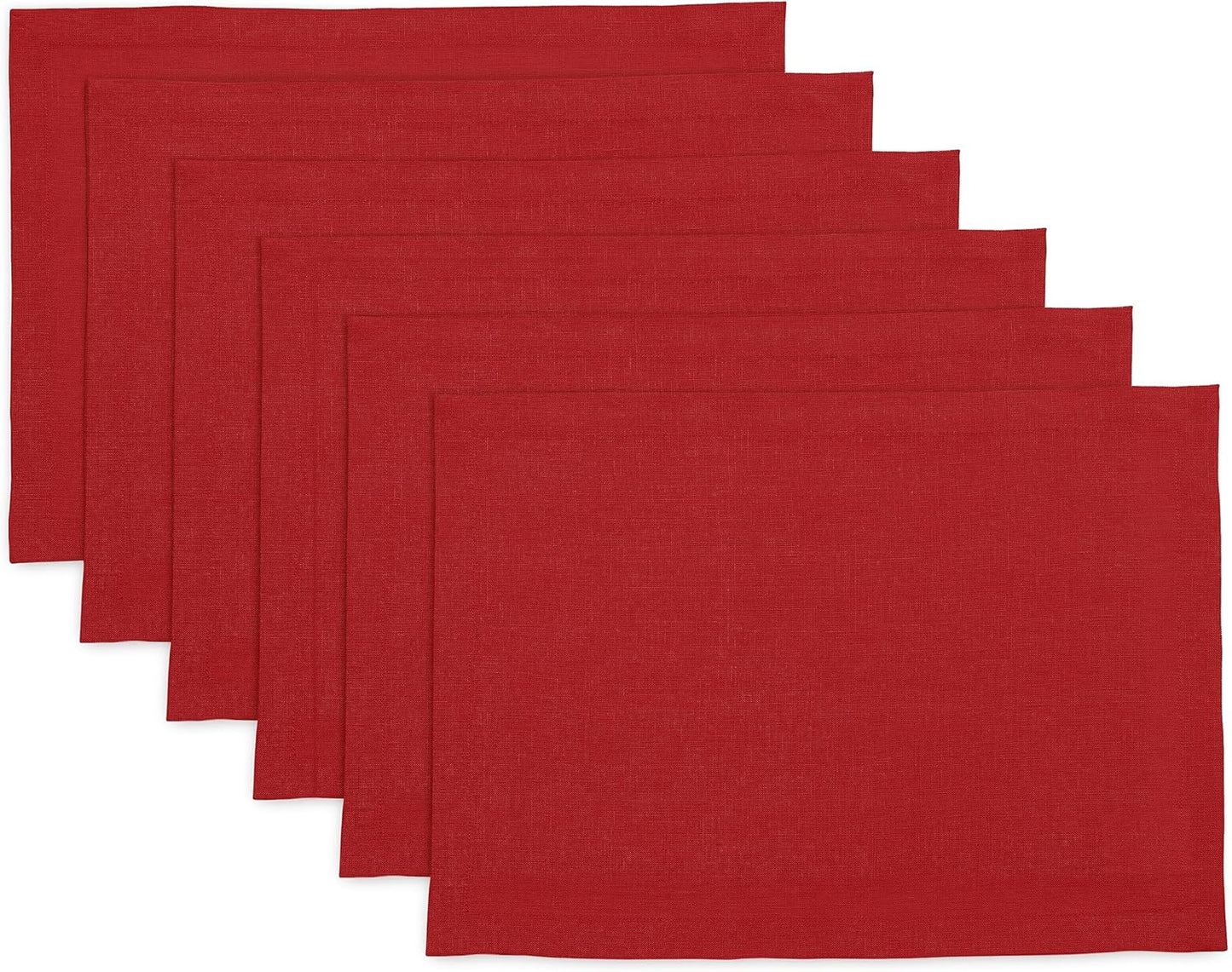 Red Linen Placemats Set of 6 for Christmas and Holiday Decor