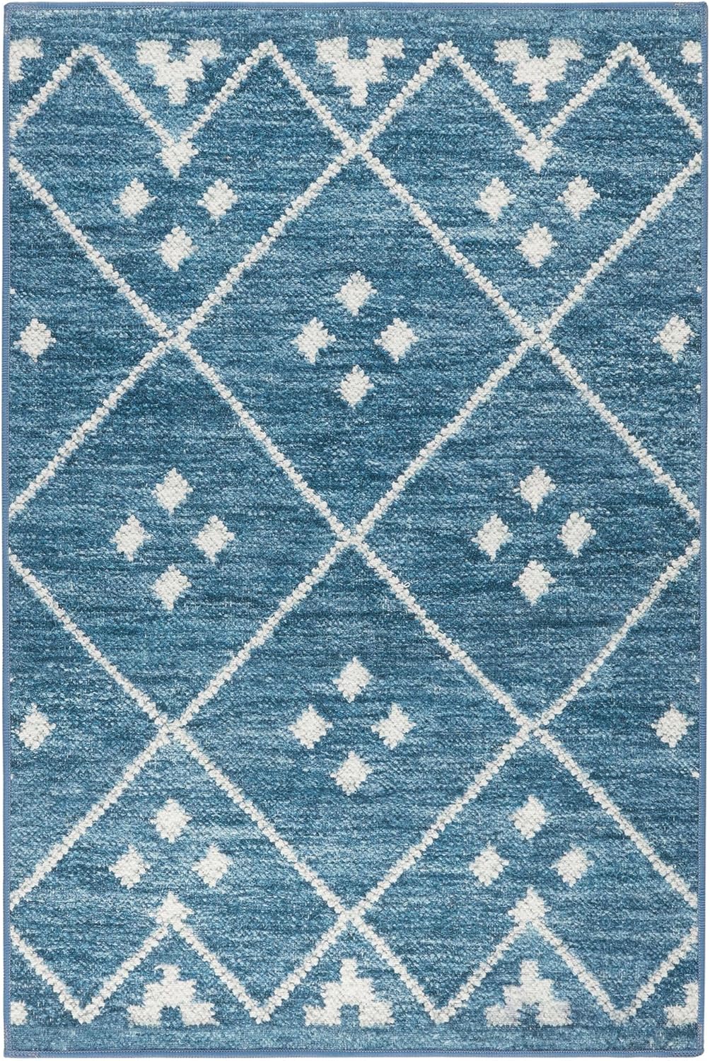 Kota Machine Washable Area Rug Runner - 2.5ft x 8ft Indigo