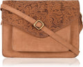 Leather Flapover Crossbody Handbag Purse for Women