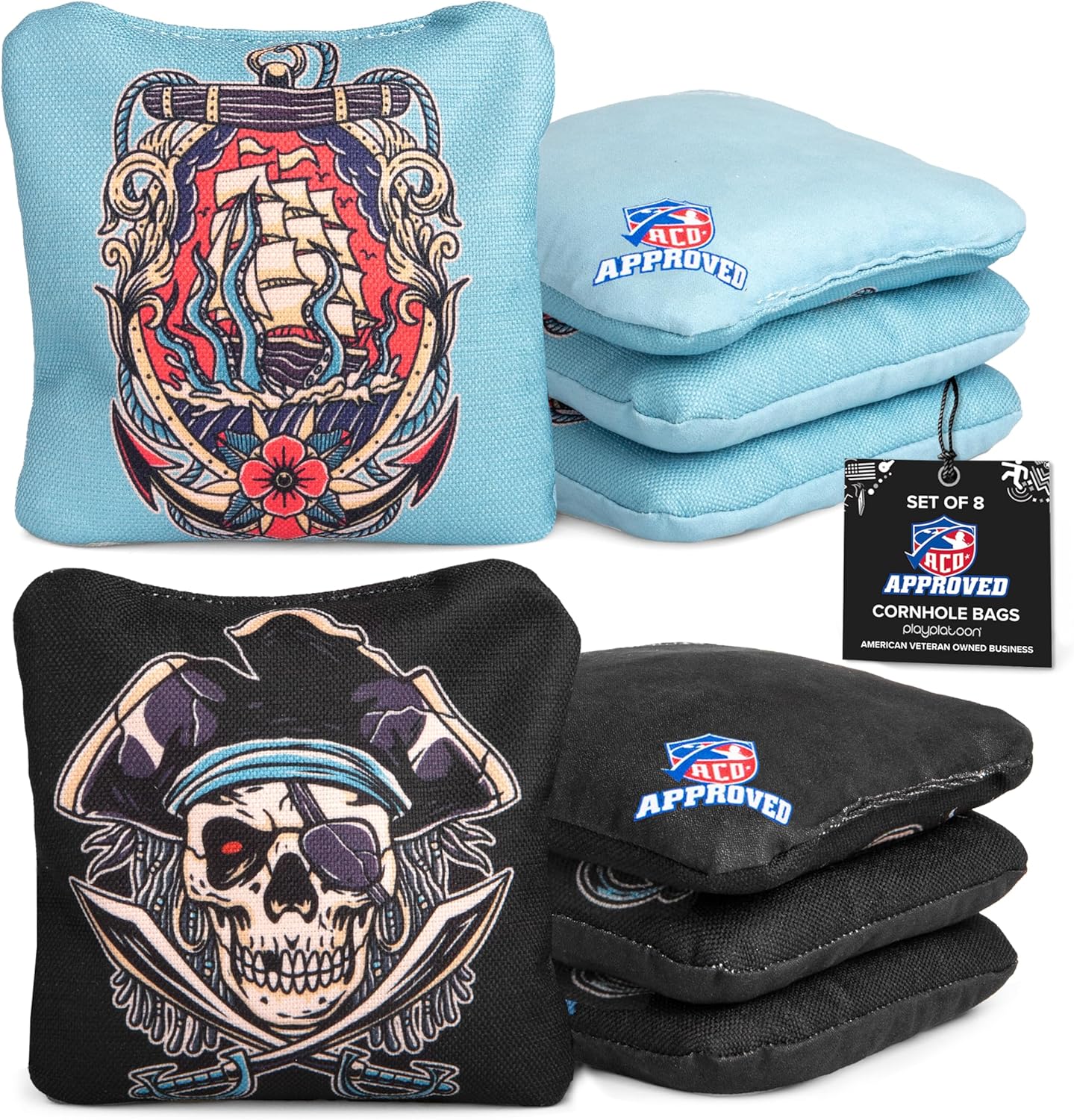 Professional Cornhole Bags Set of 8 ACO Approved for Tournaments