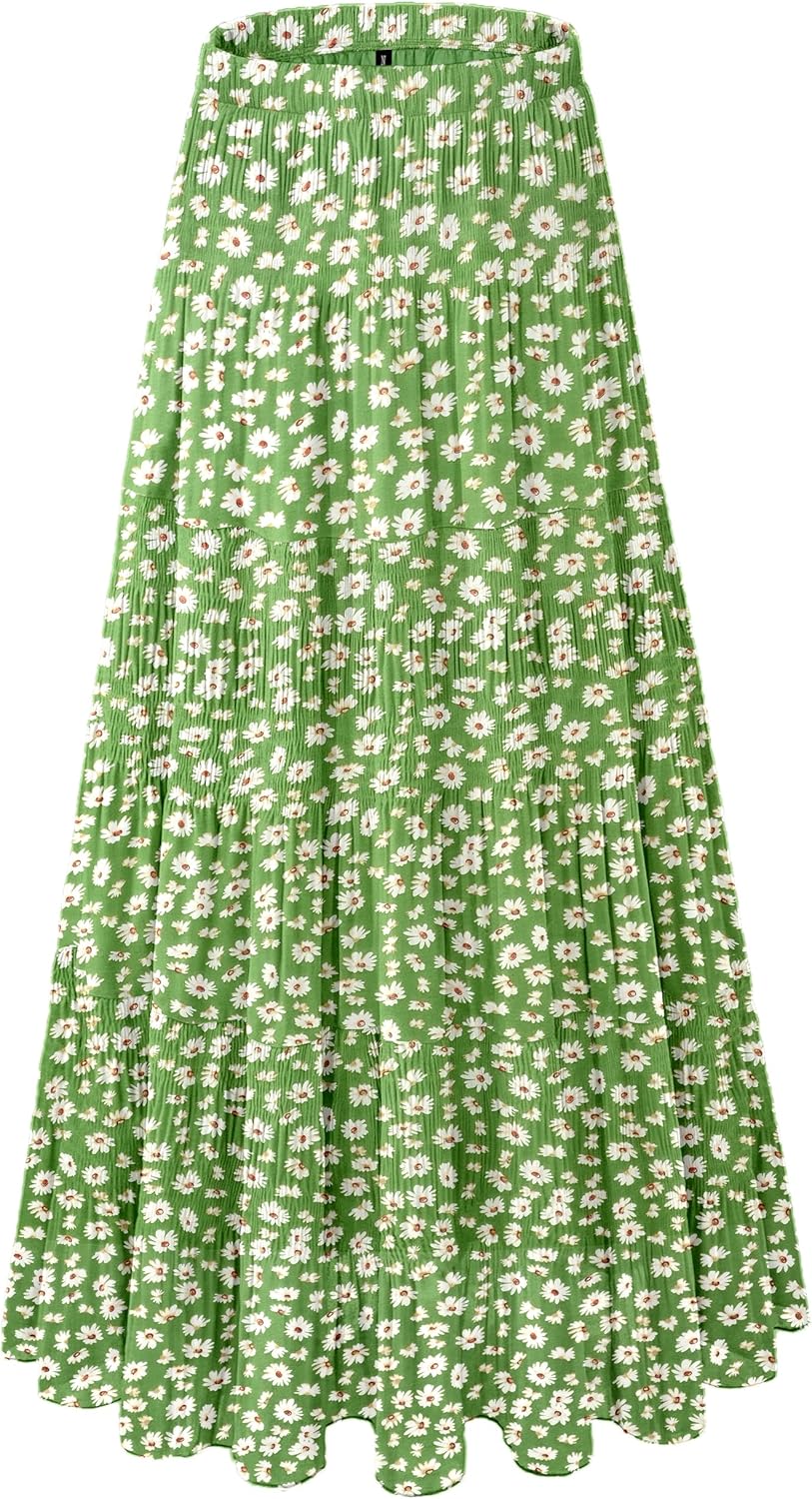 Women's Chiffon White Flowy Maxi Skirts for Trendy Fall Style