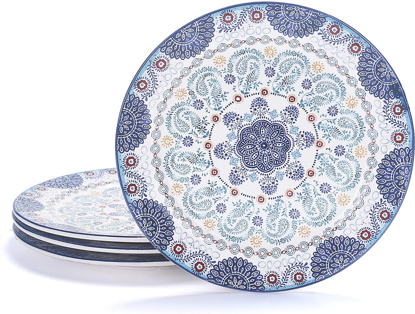 Bico Blue Talavera Dinner Plates Set of 4, 11 Inch Ceramic