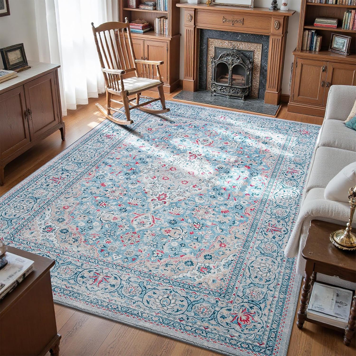 Goideal Washable Rug 3x5 Blue Non Slip Carpet for Home