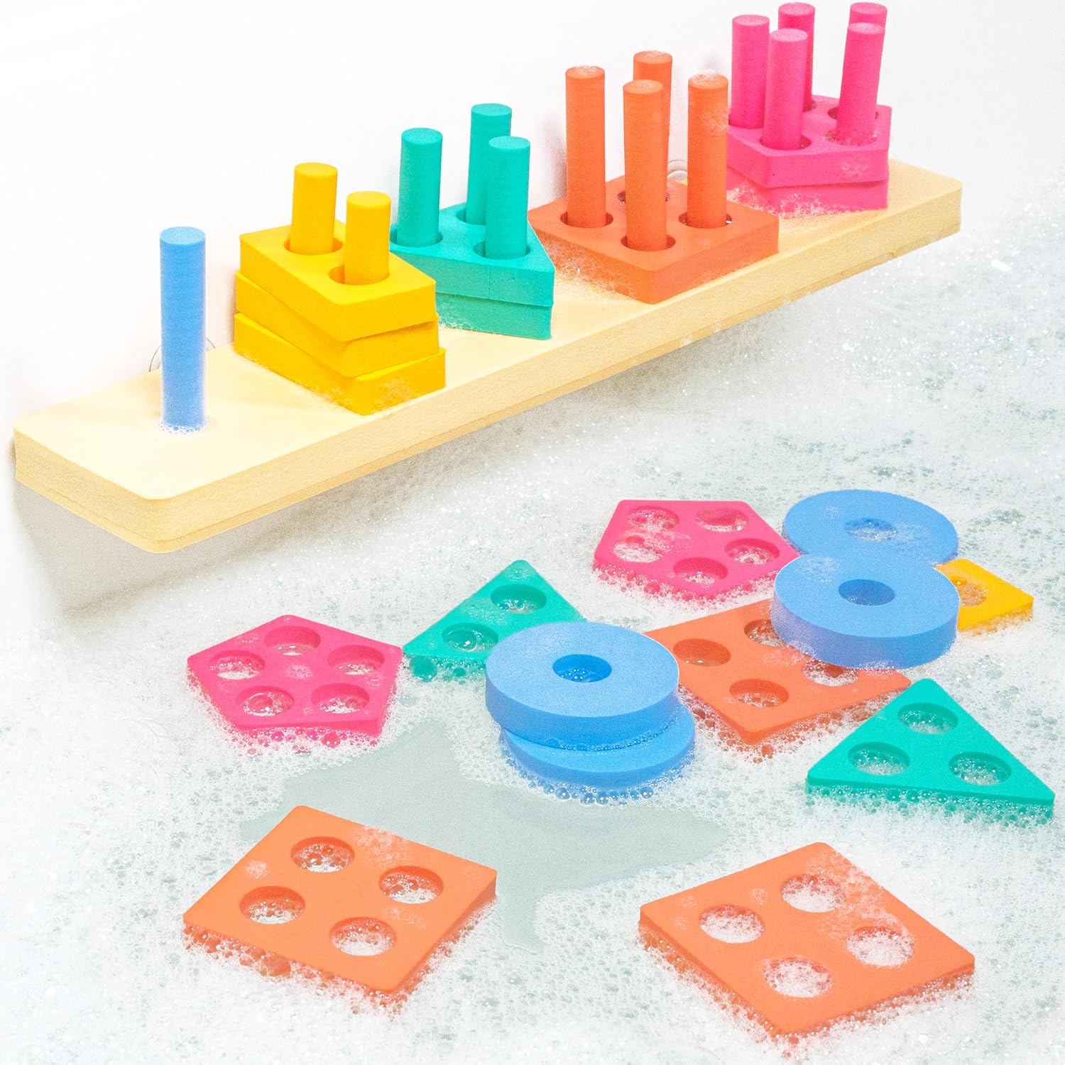 Colorful Foam Bath Shapes - Tub Stacking Fun!