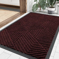 Dark Red 36x24 in Front Door Mat - Heavy Duty Low-Profile Dirt Trapper