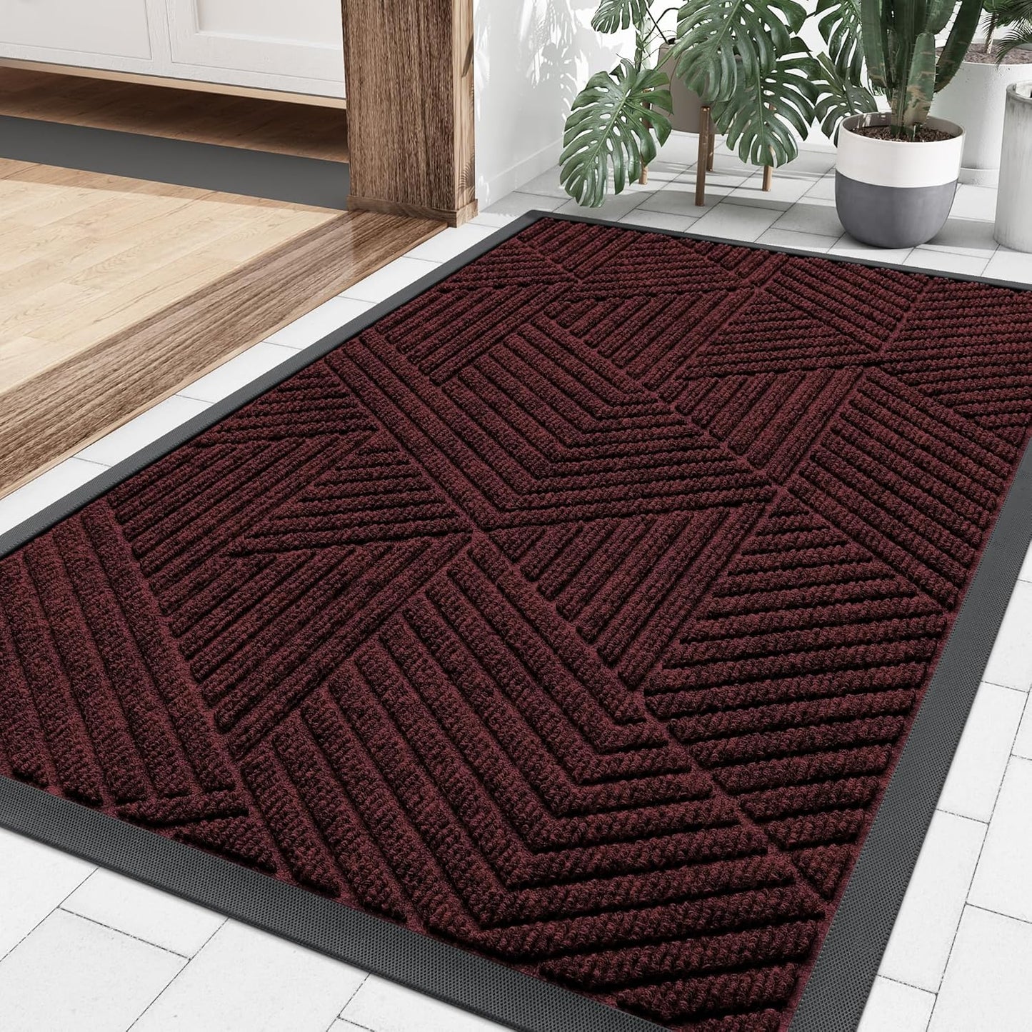 Smiry Heavy Duty Natural Rubber Doormat for Indoor Outdoor Use