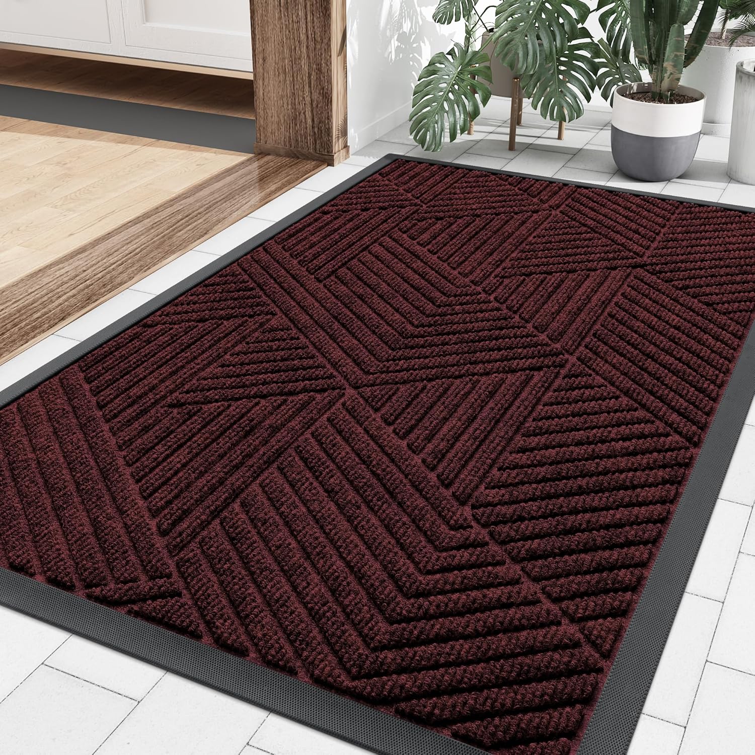 Smiry Heavy Duty Natural Rubber Doormat for Indoor Outdoor Use