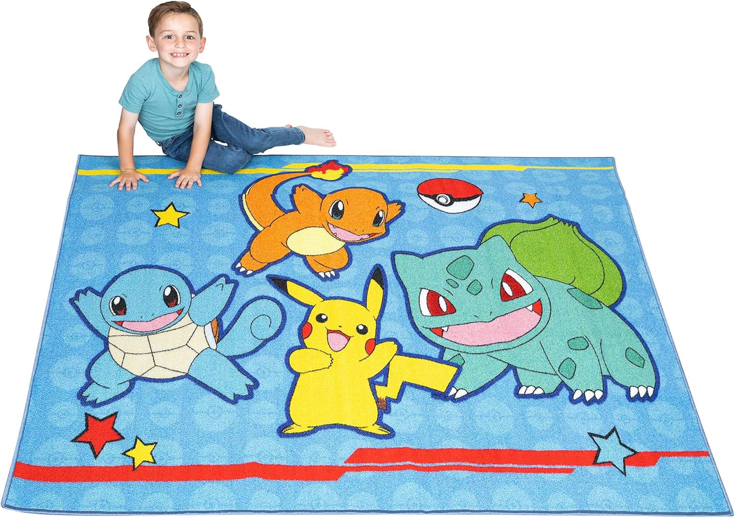 Pokemon Non Slip Area Rug for Kids Room, 69 in x 52 in