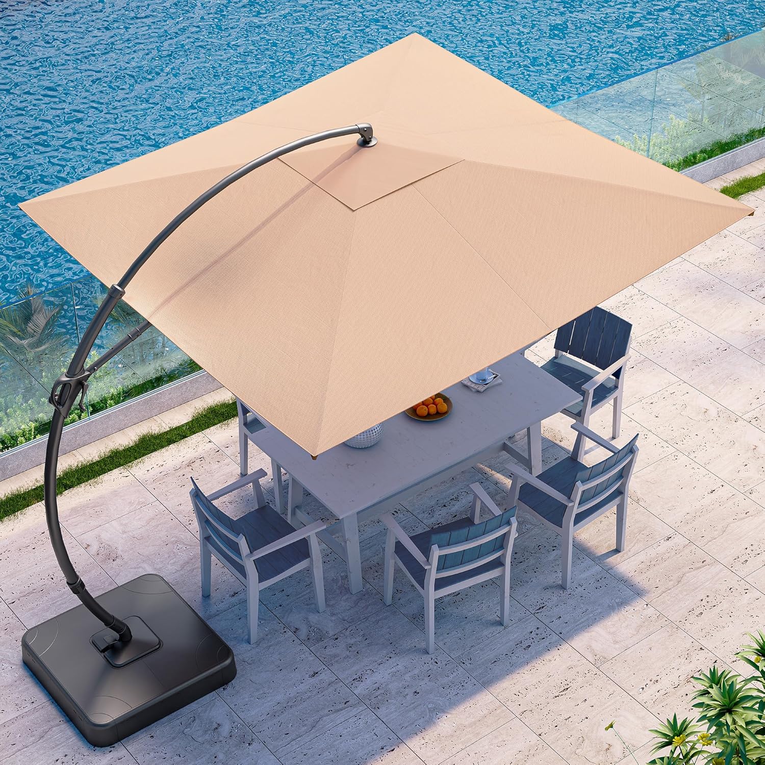 10x10FT Patio Umbrella with Base for Market, Pool, Garden