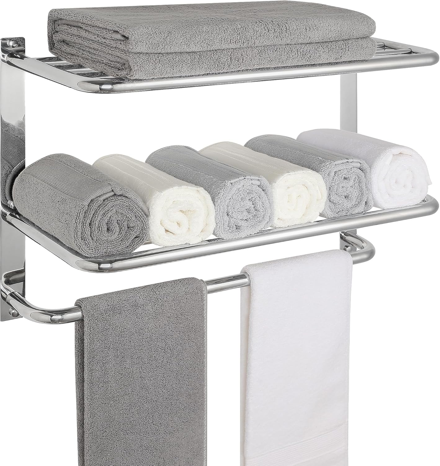 3-Tier Towel Rack for Bathroom - Stainless Steel Brushed Nickel