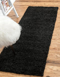 Unique Loom Solid Shag Runner 2 ft 2 in x 6 ft 7 in - Plush Jet Black