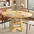 Extendable Round Dining Table 43.3in to 59in Wood Color - Compact 4-8