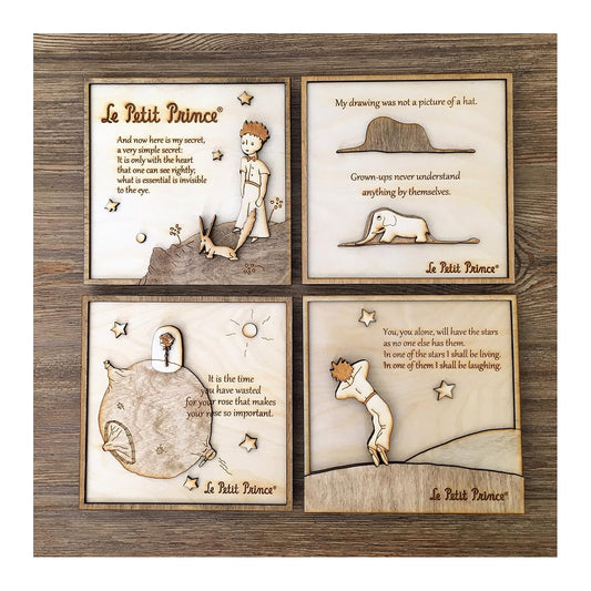 Wood Frame Set of 4 - The Little Prince Wall Decor for Home