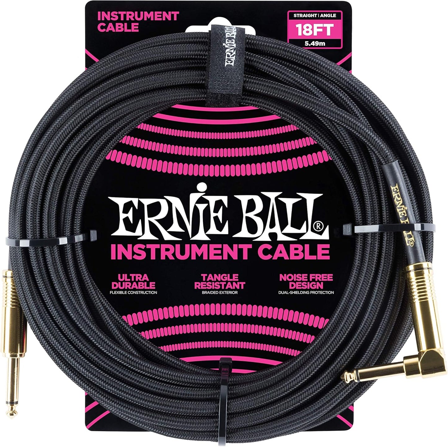 Ernie Ball Braided Instrument Cable: Durable 18ft Performance