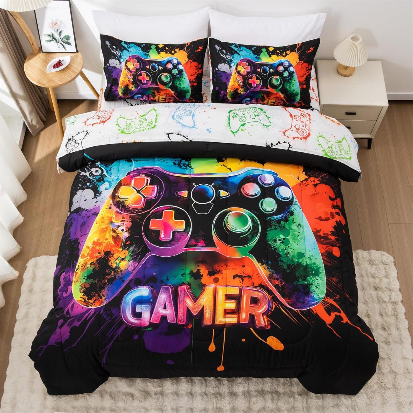 NTBED Game Console Comforter Set for Kids with Tie Dye Design