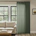 Extra Wide Pinch Pleat Linen Curtains 100 x 84 in - Olive Green