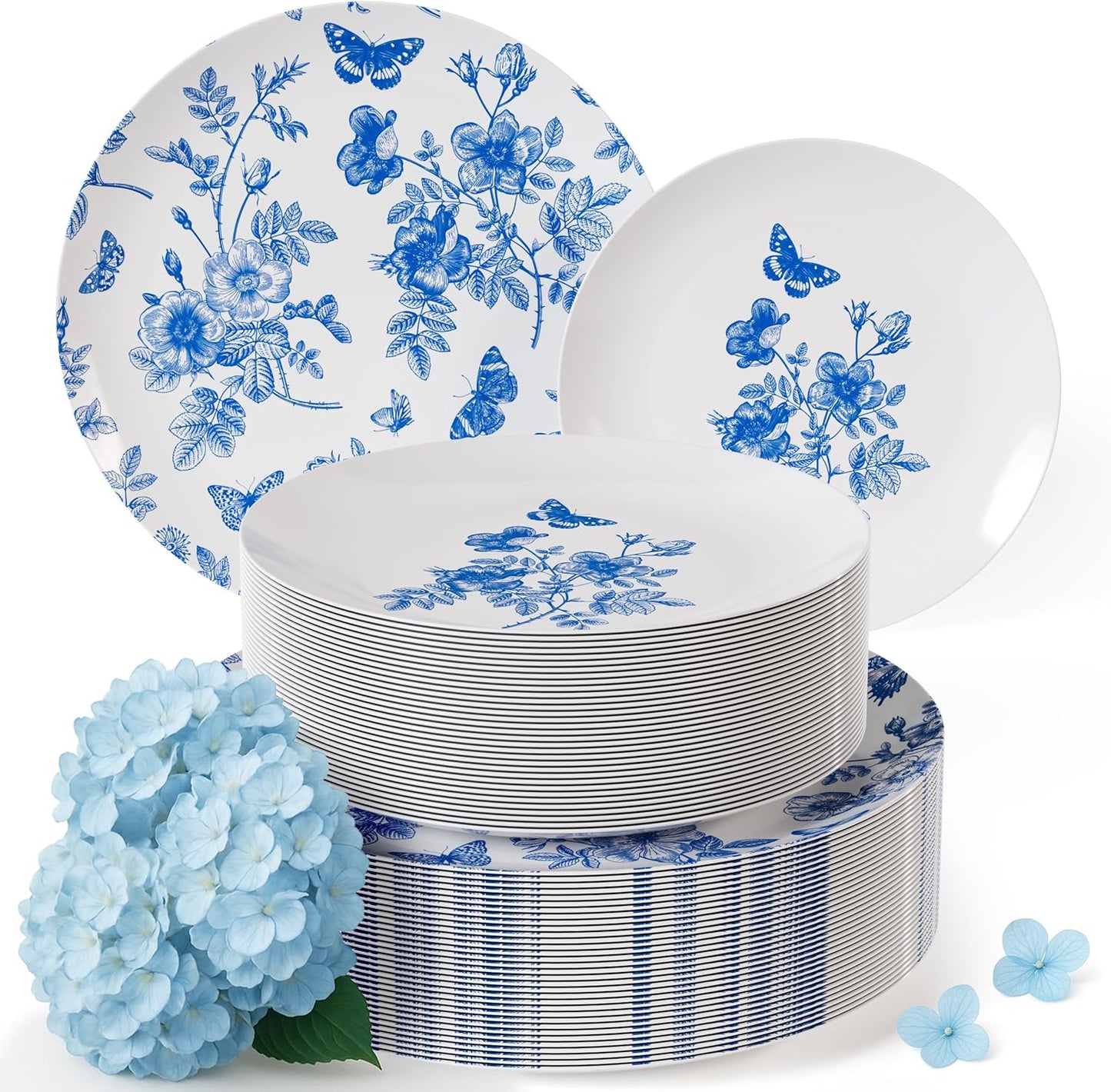 Floral Disposable Plates Set for Parties and Weddings - 200 Pcs