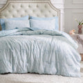 Bedsure Queen Comforter Set Dusty Blue Boho Tufted - Cozy 3D Jacquard