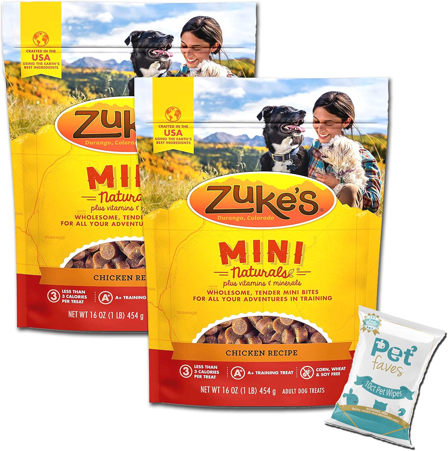 Zuke Mini Naturals Dog Treats Chicken Flavor with Pet Wipes