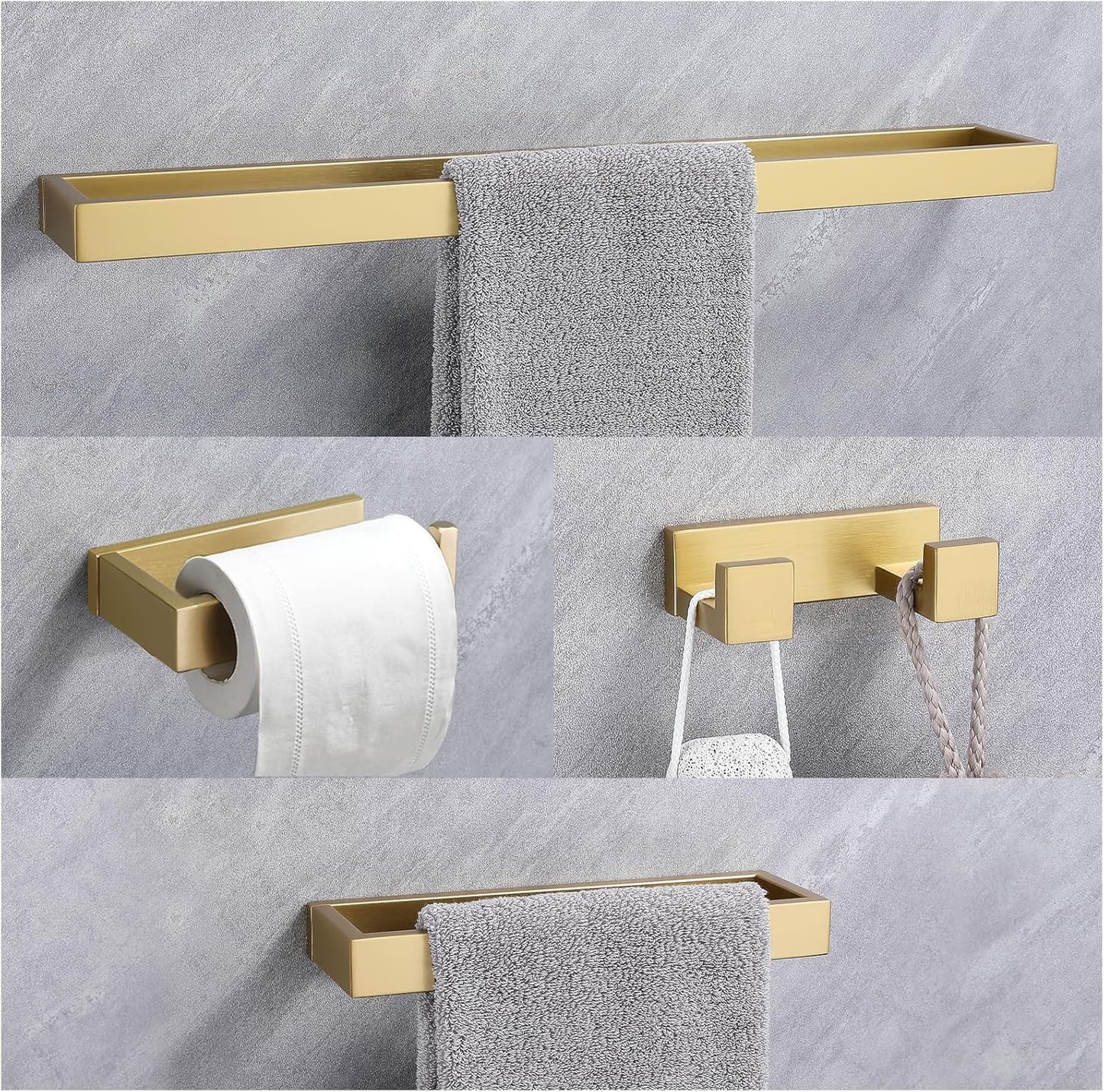 Lairuier Bathroom Hardware Accessories Set in Brushed Gold Finish