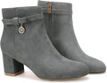 Coutgo Women's Ankle Booties with Side Zipper - 2.5in Block Heel