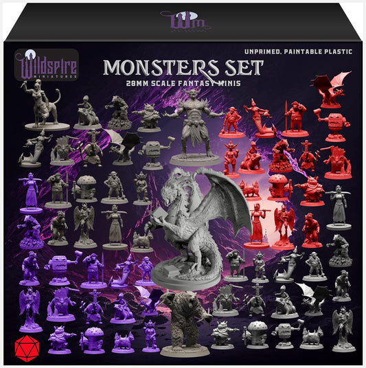 Fantasy Monsters & Dragon Miniatures for DND - Unpainted Set