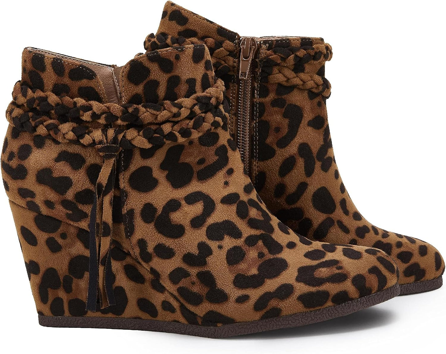 Womens Wedge Ankle Boots with Braided Fringe for Fall Style