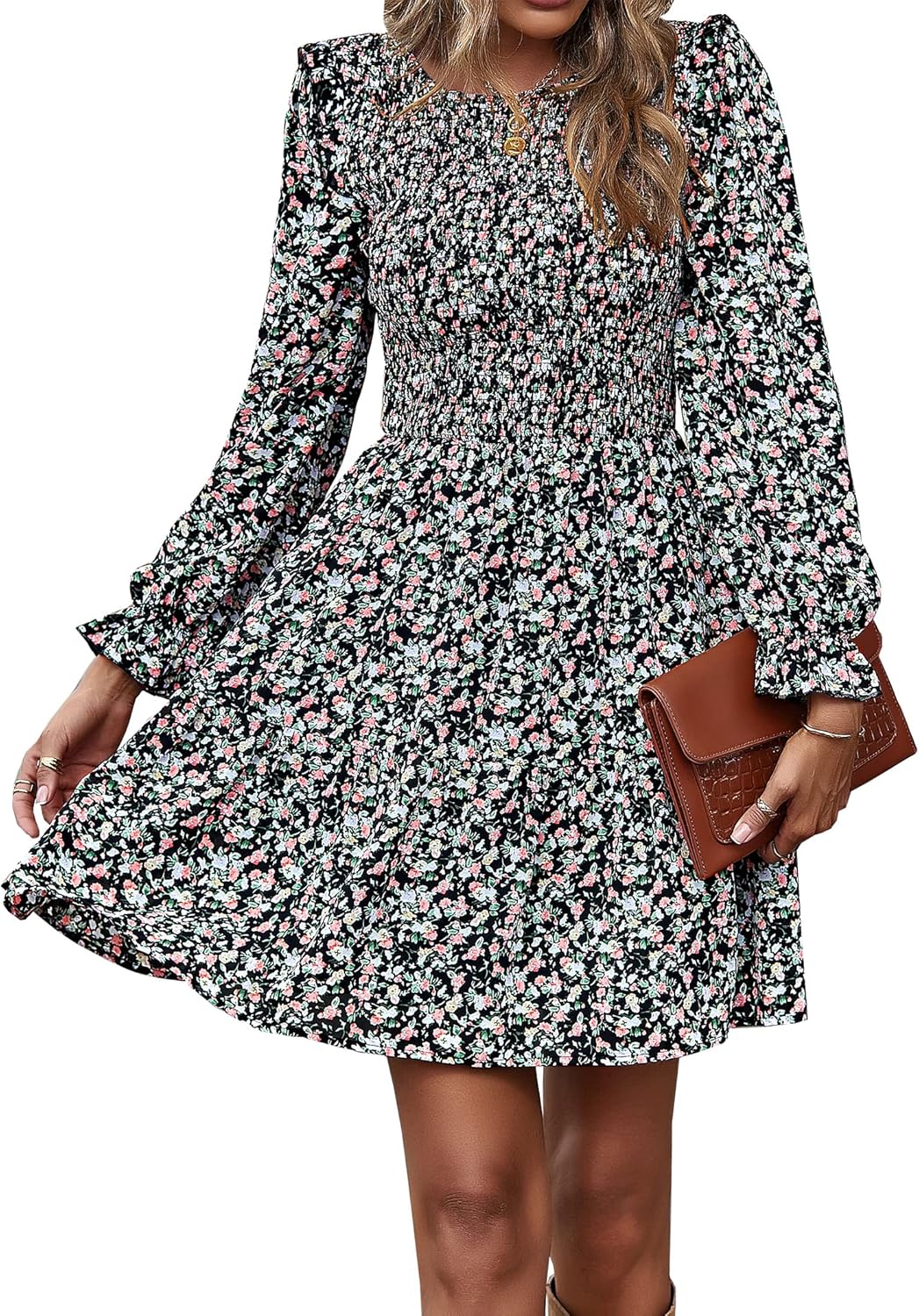 KIRUNDO Long Sleeve Floral Dress for Women - Perfect for Weddings