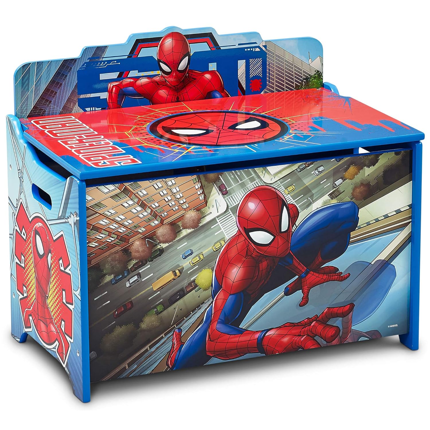 Delta Children Deluxe Toy Box for Spider-Man Fans - Durable & Safe