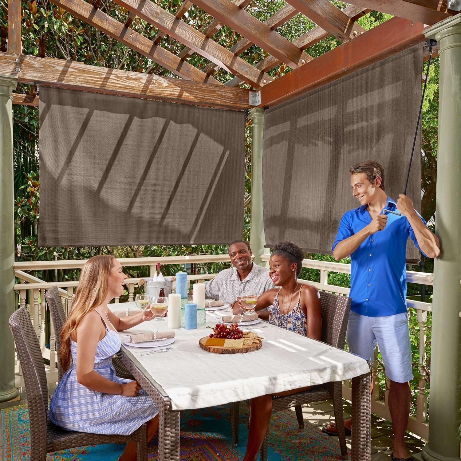 Coolaroo Cordless Outdoor Roller Shade with 90% UV Protection