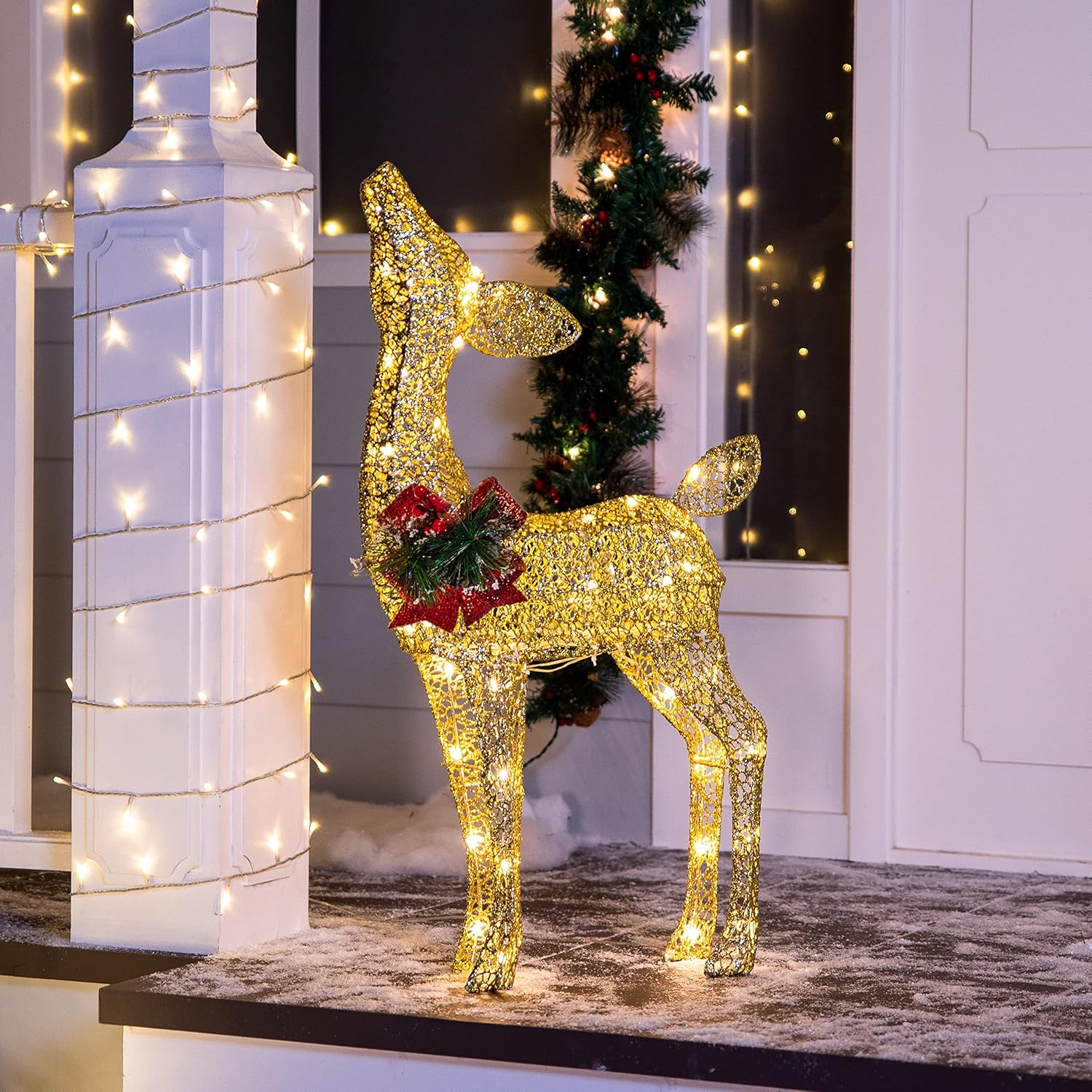 Joiedomi Reindeer Christmas Decoration with 100 LED Lights