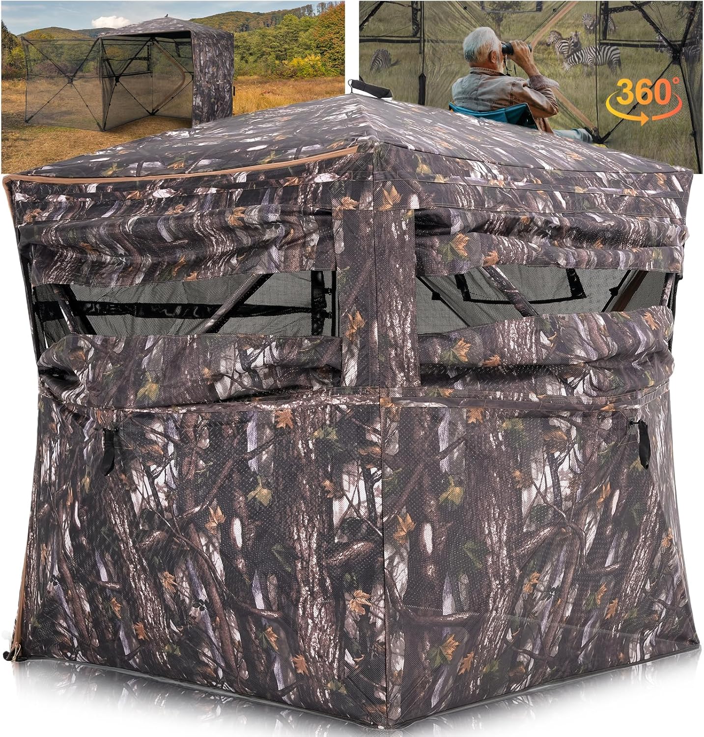 Portable Hunting Blind 360 Degree See Through for 2-3 Hunters
