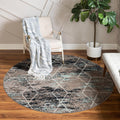 Trellis Frieze Geometric Area Rug - 3ft Round Blue Multi/ Ivory