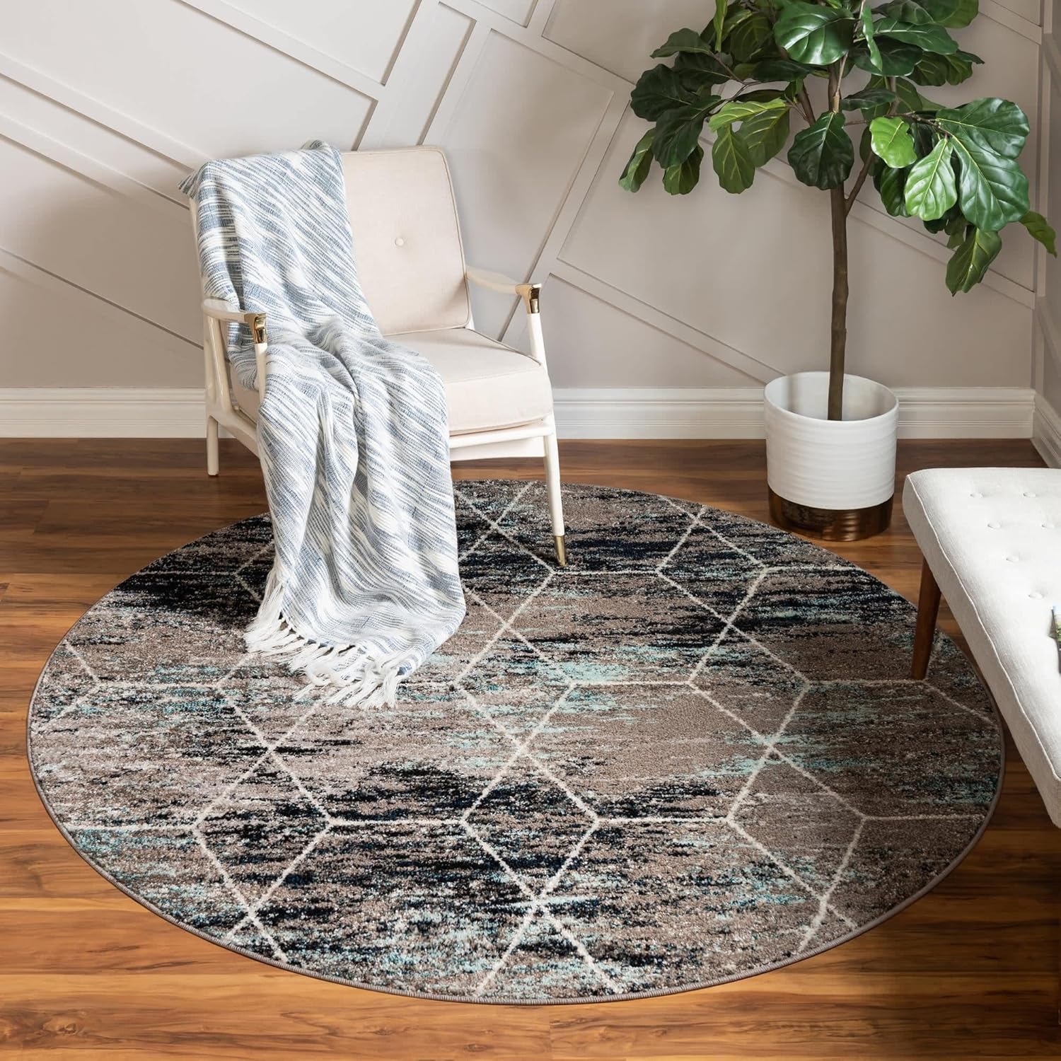 Unique Loom Trellis Frieze Collection Area Rug - Geometric Design