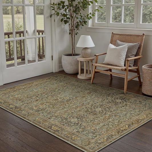 Vintage Area Rug 3x5 Brown Non Slip Indoor Kitchen Mat