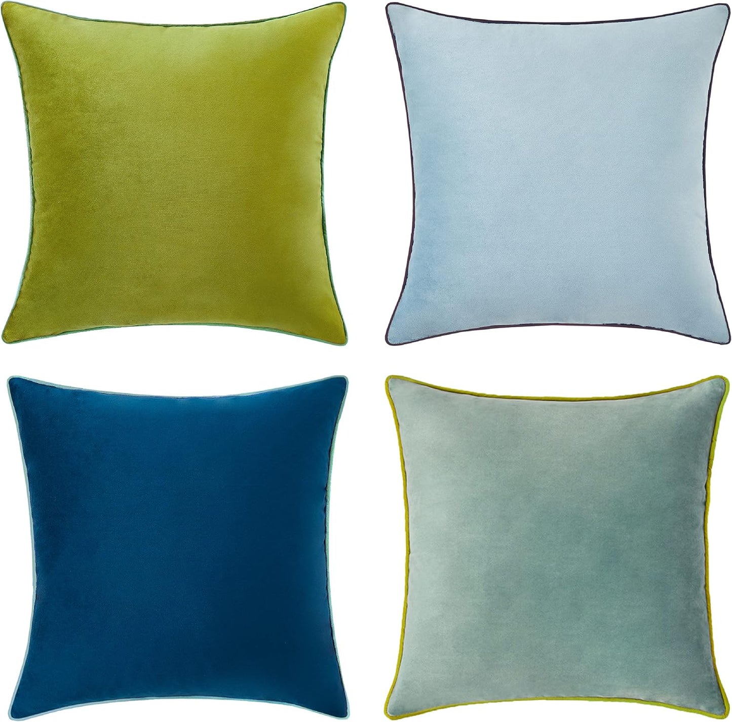 Decorative Throw Pillow Covers Set of 4 Soft Velvet Designs