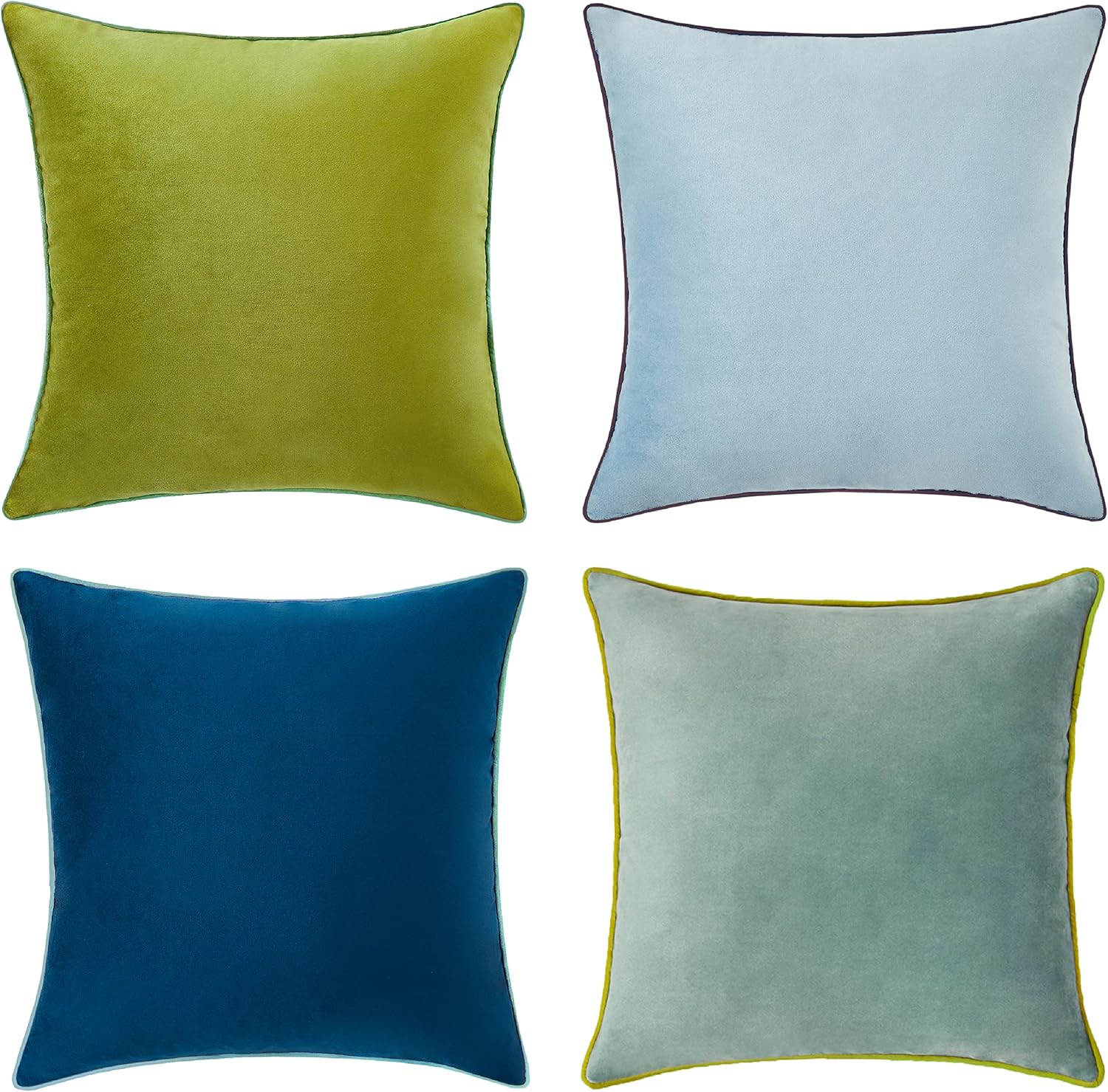 Decorative Throw Pillow Covers Set of 4 Soft Velvet Designs
