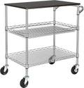 Finnhomy 3 Tier Heavy Duty Utility Cart with Wood Top and Wheels