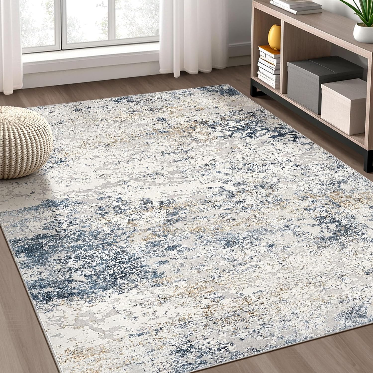 5x8 Abstract Area Rug - Soft Washable Carpet for Home Office