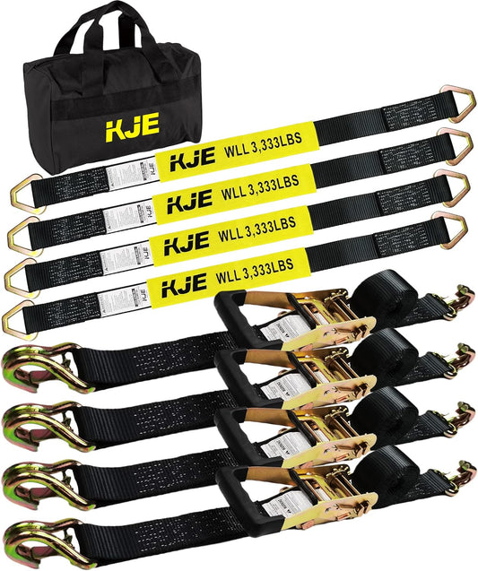 KJE Heavy Duty Car Trailer Tie Down Straps for Secure Transport