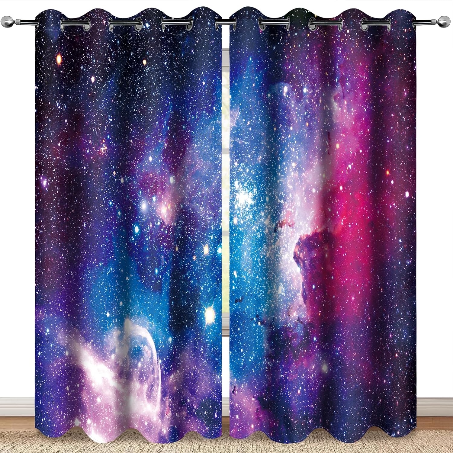 Outer Space Galaxy Blackout Curtains for Kids and Adults