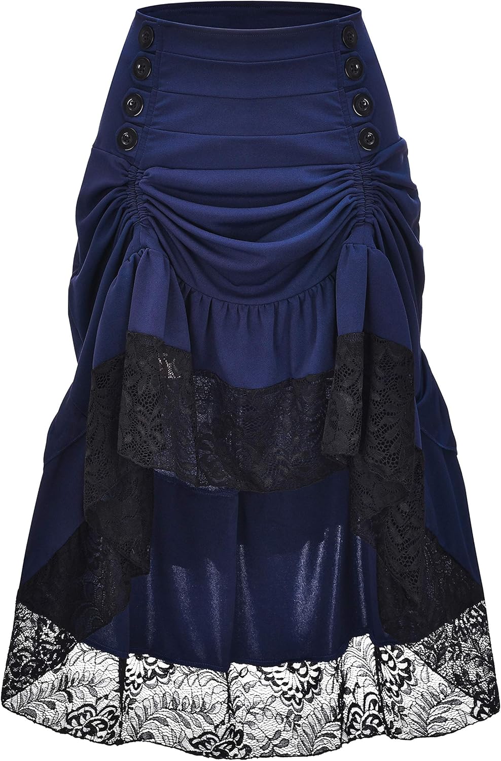 Gothic Steampunk Skirt with Asymmetrical High Low Design