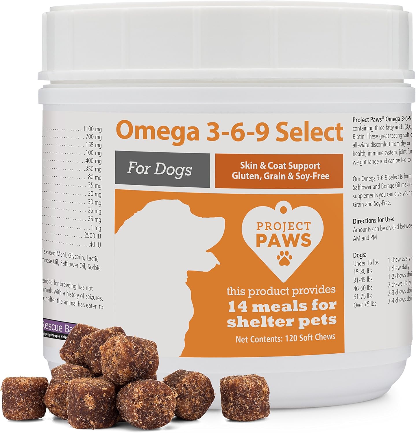 Project Paws Omega 3-6-9 Fish Oil for Dogs - Skin and Coat Boost
