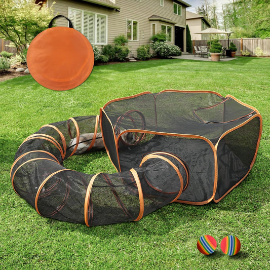 Portable Cat Tent with Tunnel for Outdoor Fun